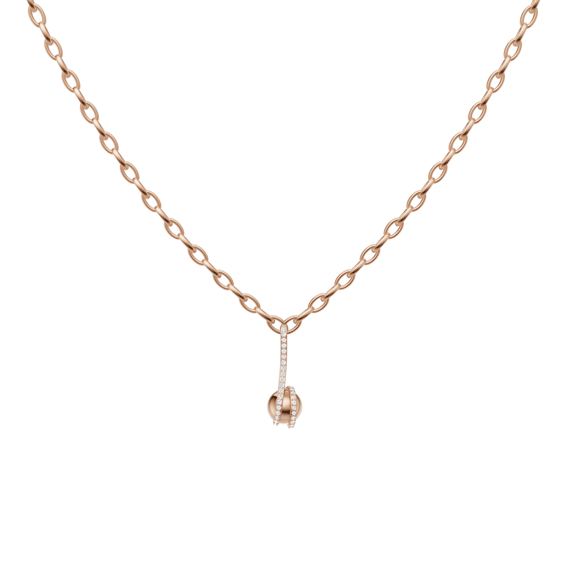 Sculptural Orb Lab Grown Diamond Pendant Necklace with Pave Accents