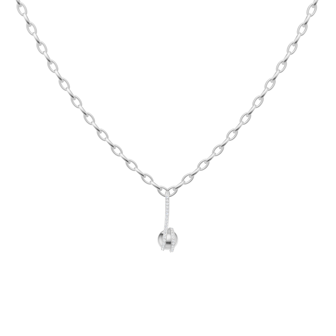 Sculptural Orb Lab Grown Diamond Pendant Necklace with Pave Accents