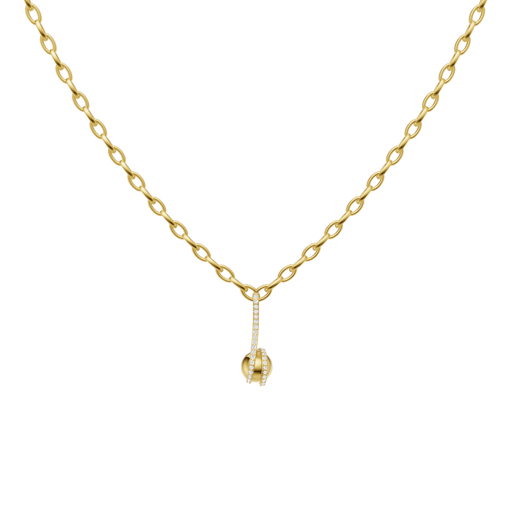 Sculptural Orb Lab Grown Diamond Pendant Necklace with Pave Accents