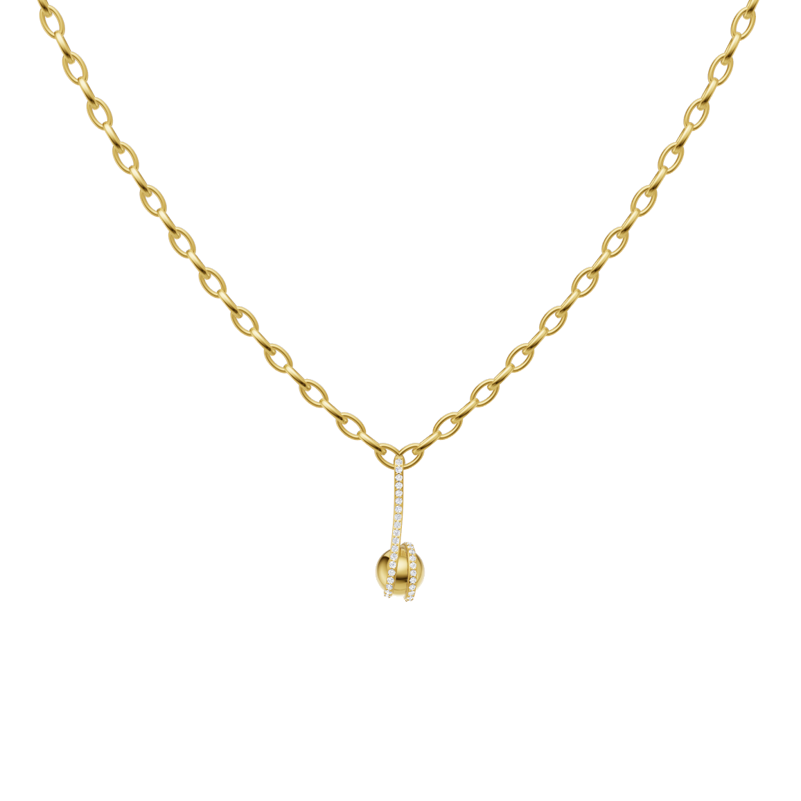 Sculptural Orb Lab Grown Diamond Pendant Necklace with Pave Accents