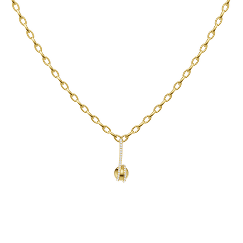 Sculptural Orb Lab Grown Diamond Pendant Necklace with Pave Accents