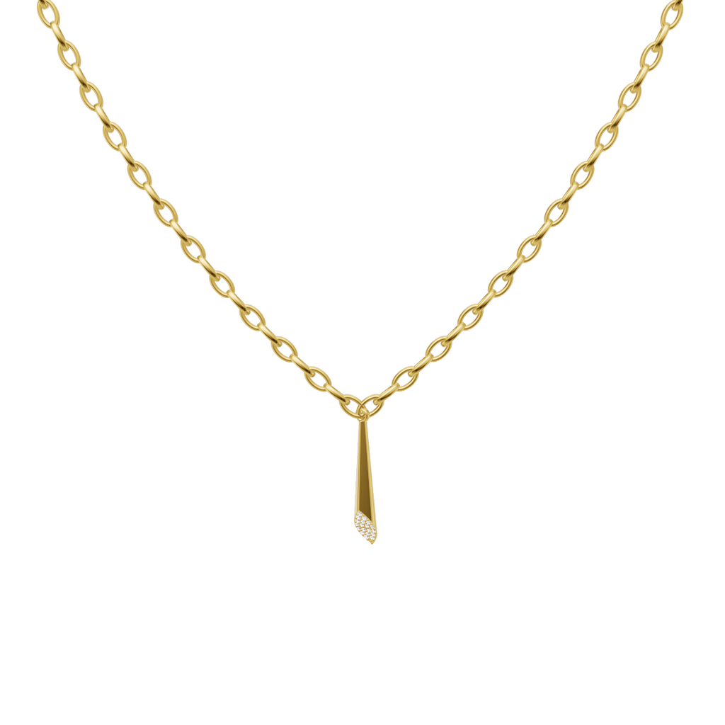 Minimal Pave Edge Pendant Necklace for Luxury Styling with Round Brilliant Lab Created Diamonds