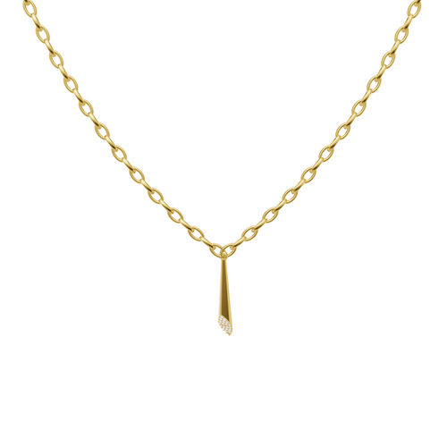 Minimal Pave Edge Pendant Necklace for Luxury Styling with Round Brilliant Lab Created Diamonds
