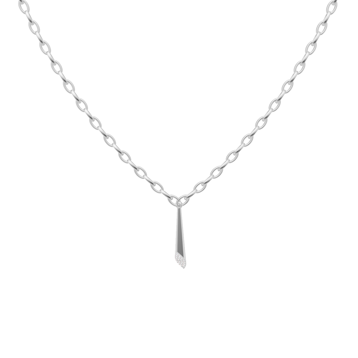 Minimal Pave Edge Pendant Necklace for Luxury Styling with Round Brilliant Lab Created Diamonds
