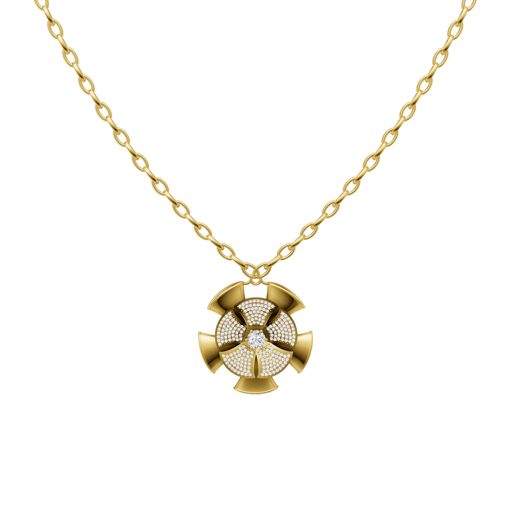 Elegant Bloom Cluster Design Pendant Necklace with Round Brilliant Lab Grown Diamond