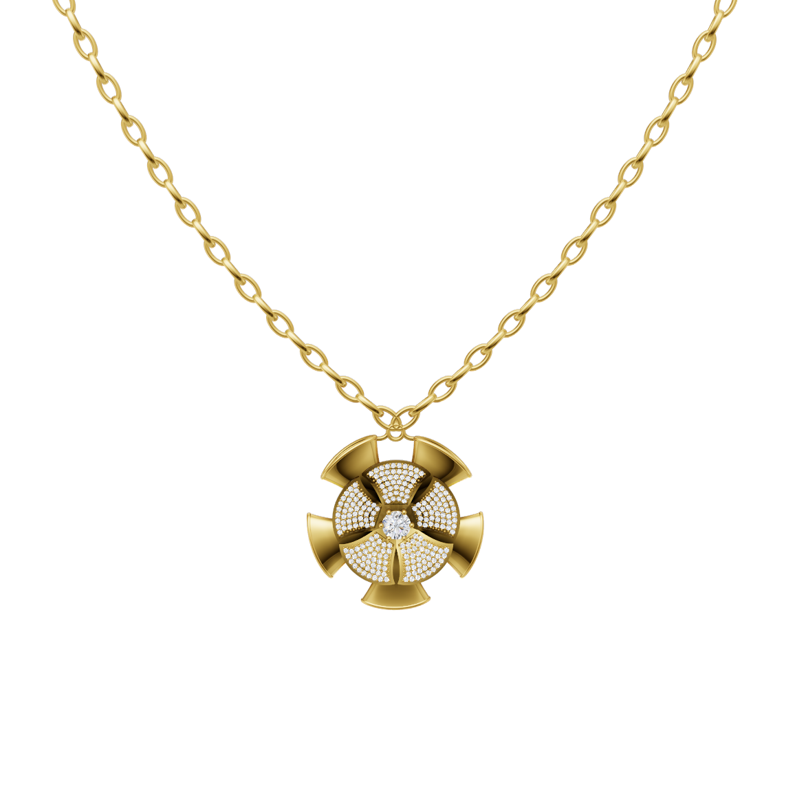 Elegant Bloom Cluster Design Pendant Necklace with Round Brilliant Lab Grown Diamond