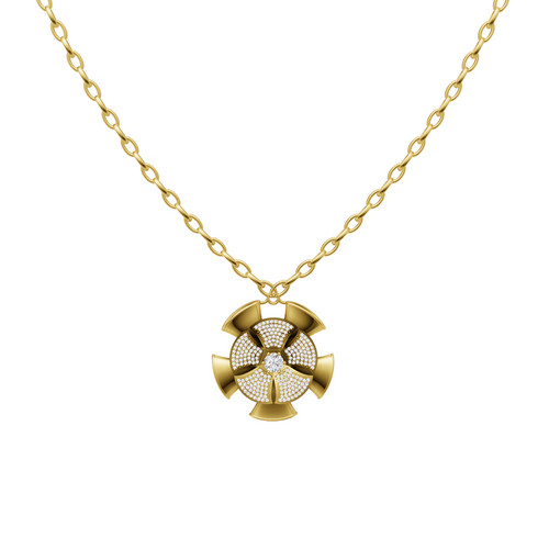 Elegant Bloom Cluster Design Pendant Necklace with Round Brilliant Lab Grown Diamond
