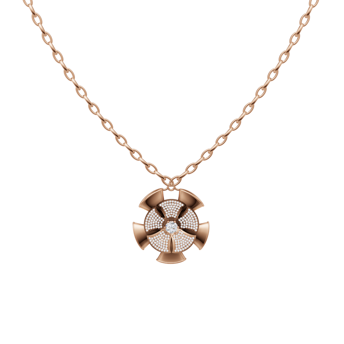 Elegant Bloom Cluster Design Pendant Necklace with Round Brilliant Lab Grown Diamond