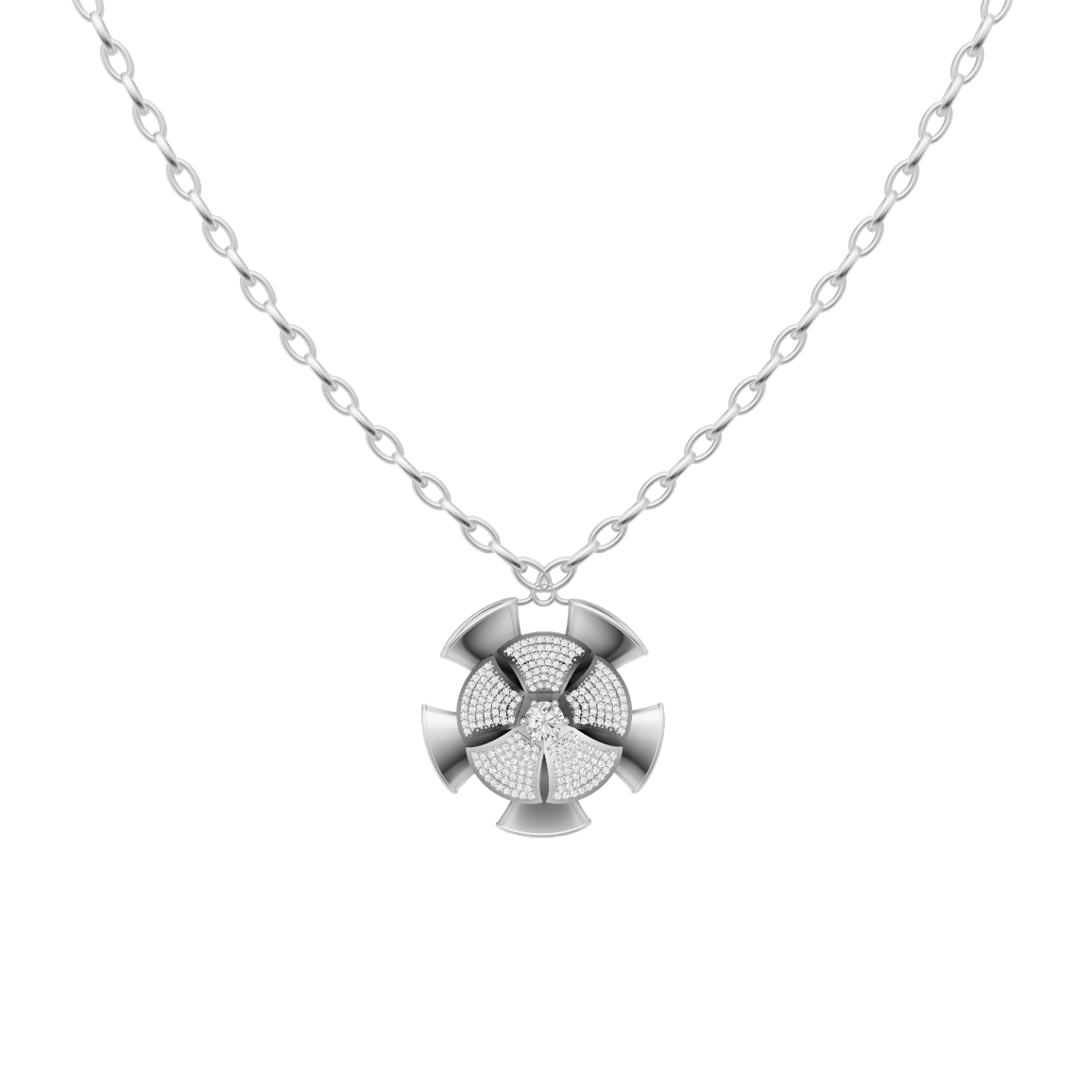 Elegant Bloom Cluster Design Pendant Necklace with Round Brilliant Lab Grown Diamond