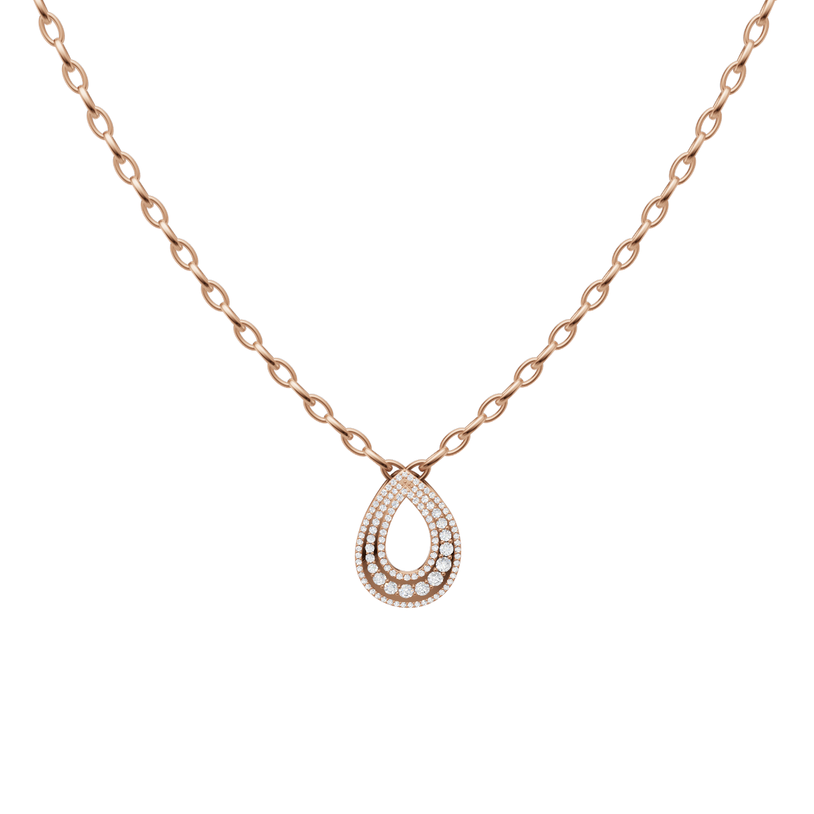 Elaria Triple Pave Teardrop Pendant Necklace with Round Brilliant Lab Created Diamond