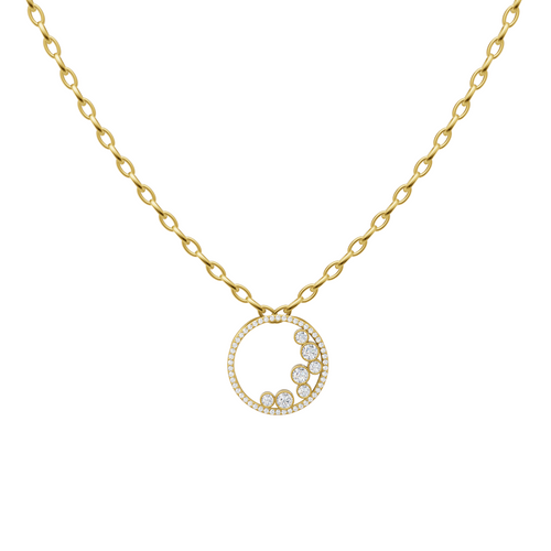 Contemporary Open Halo Pendant Necklace with Round Brilliant Lab Grown Accents