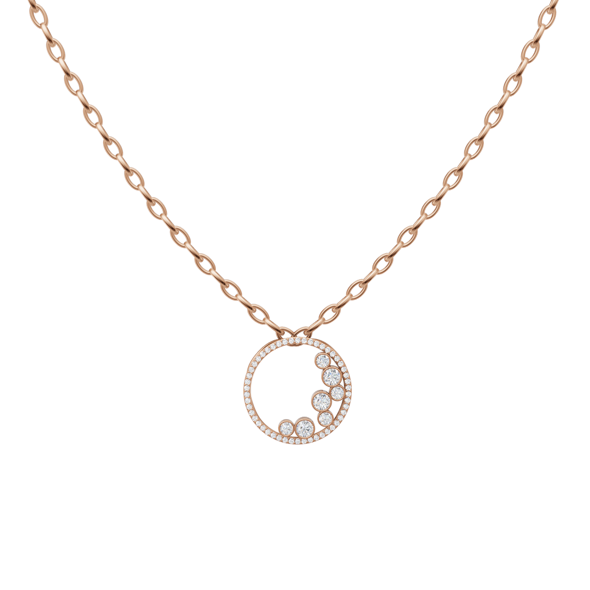 Contemporary Open Halo Pendant Necklace with Round Brilliant Lab Grown Accents