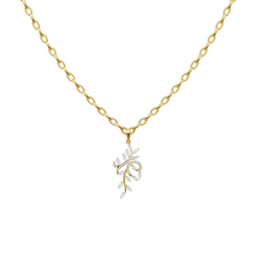 Lunaria Vine Cascade Lab Grown Diamond Pendant Necklace in White, Rose, Gold Tone