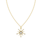 Starburst Compass Pendant Necklace in Gold with Round Center Lab Grown Stone