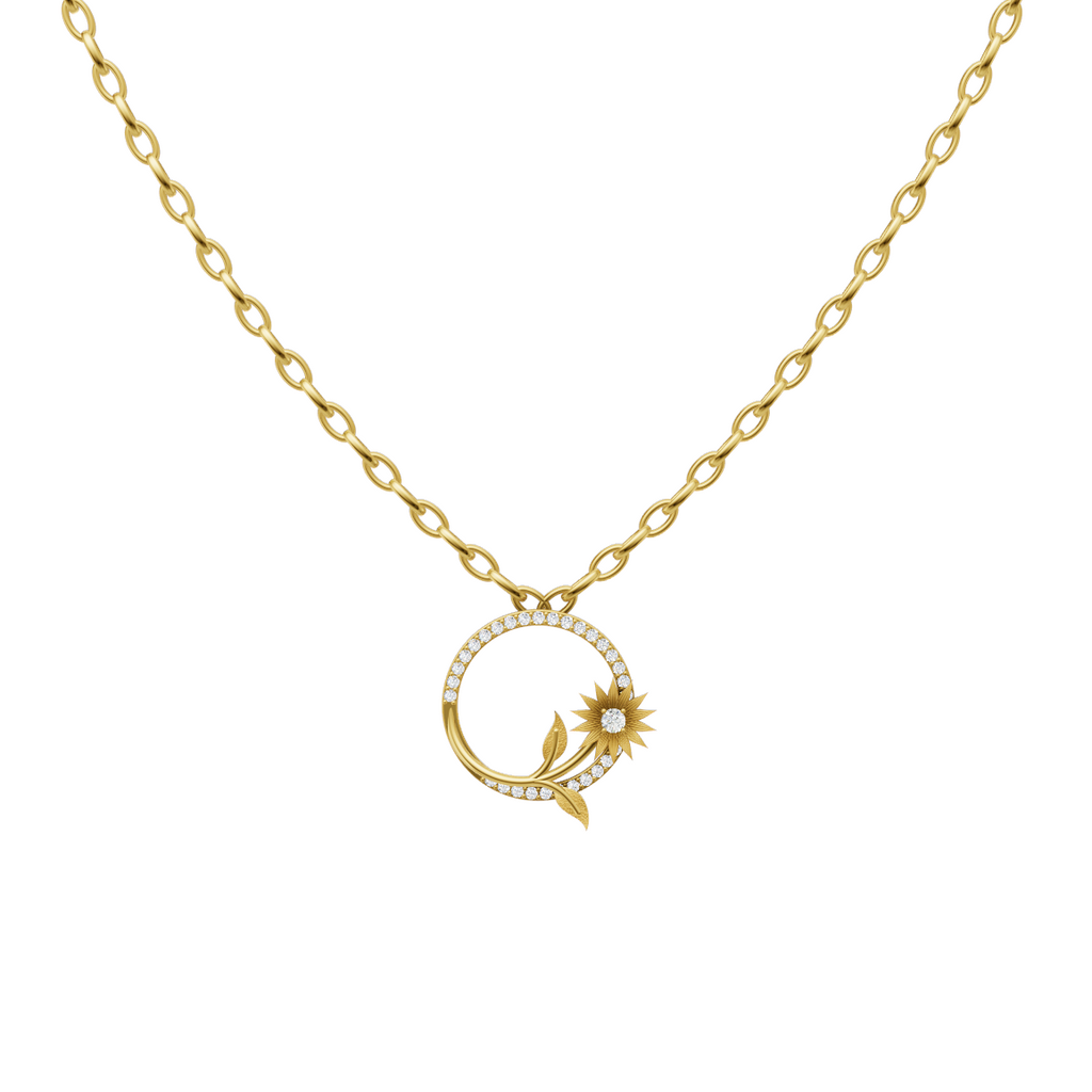 Solenne Bloom Halo Lab Created Diamond Pendant Necklace for Women