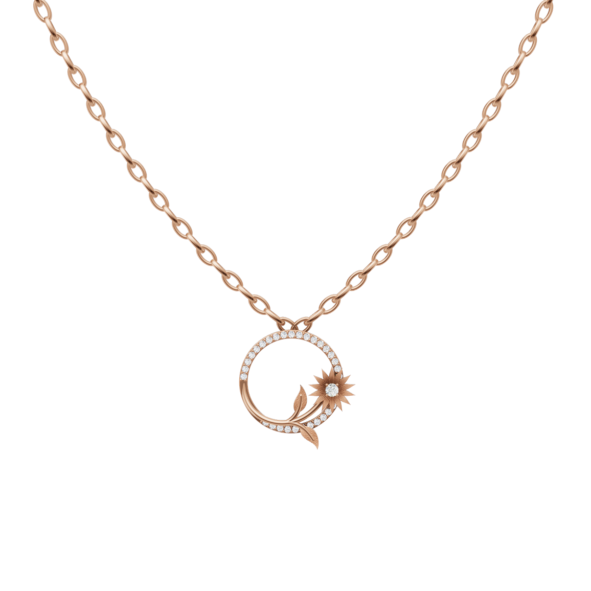 Solenne Bloom Halo Lab Created Diamond Pendant Necklace for Women
