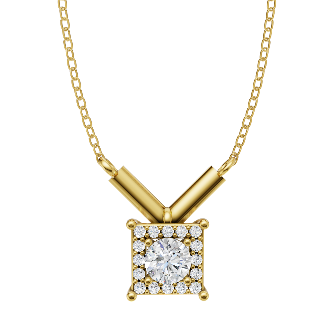 Elegant Bridal-Inspired Halo Lab Grown Diamond Pendant Necklace in 10 or 14 or 18K Gold