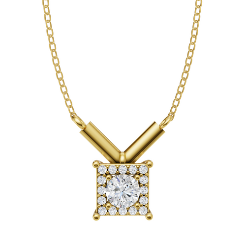 Elegant Bridal-Inspired Halo Lab Grown Diamond Pendant Necklace in 10 or 14 or 18K Gold