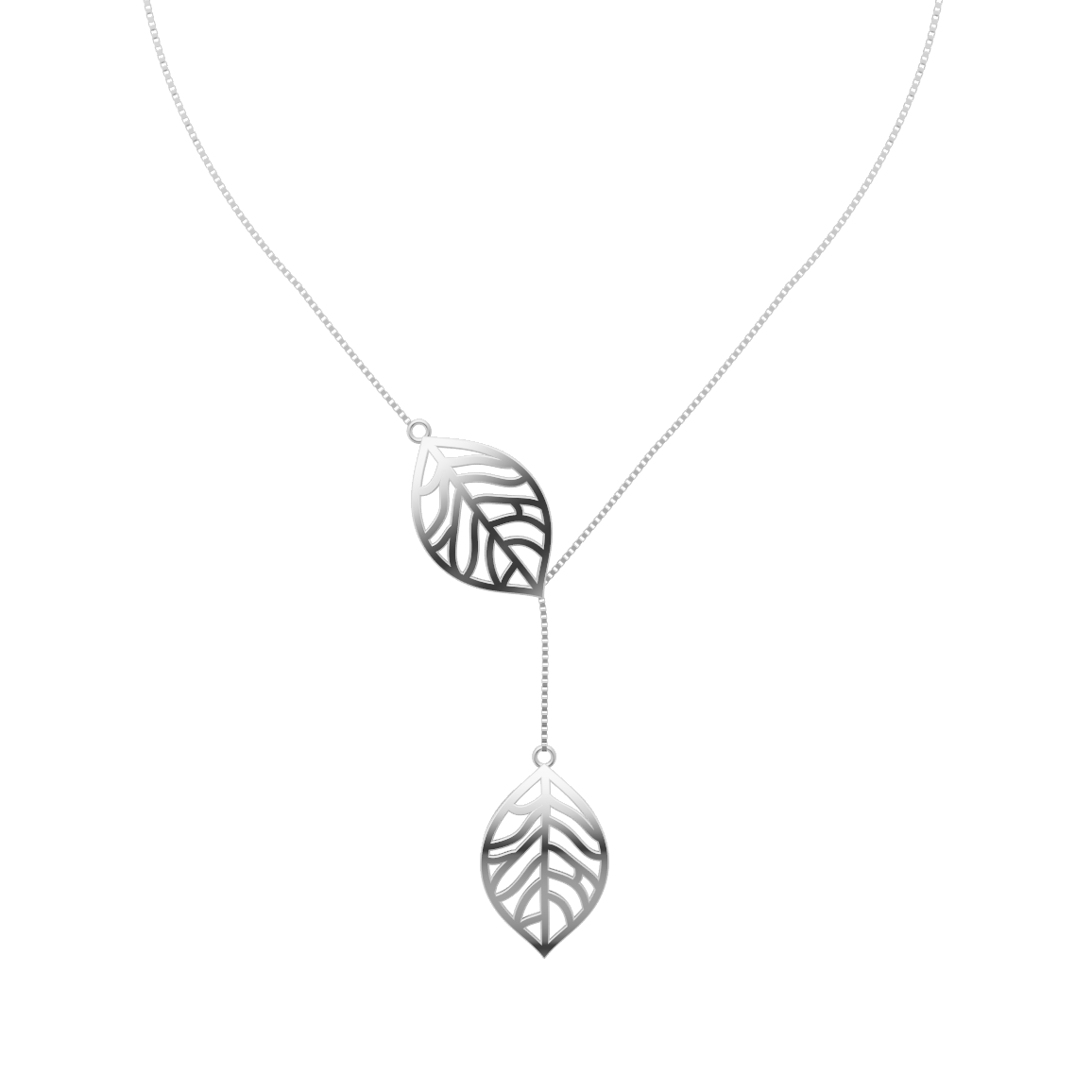 Modern Botanical Lab Created Diamond Pendant Necklace with Cascading Leaf Silhouette by LJ