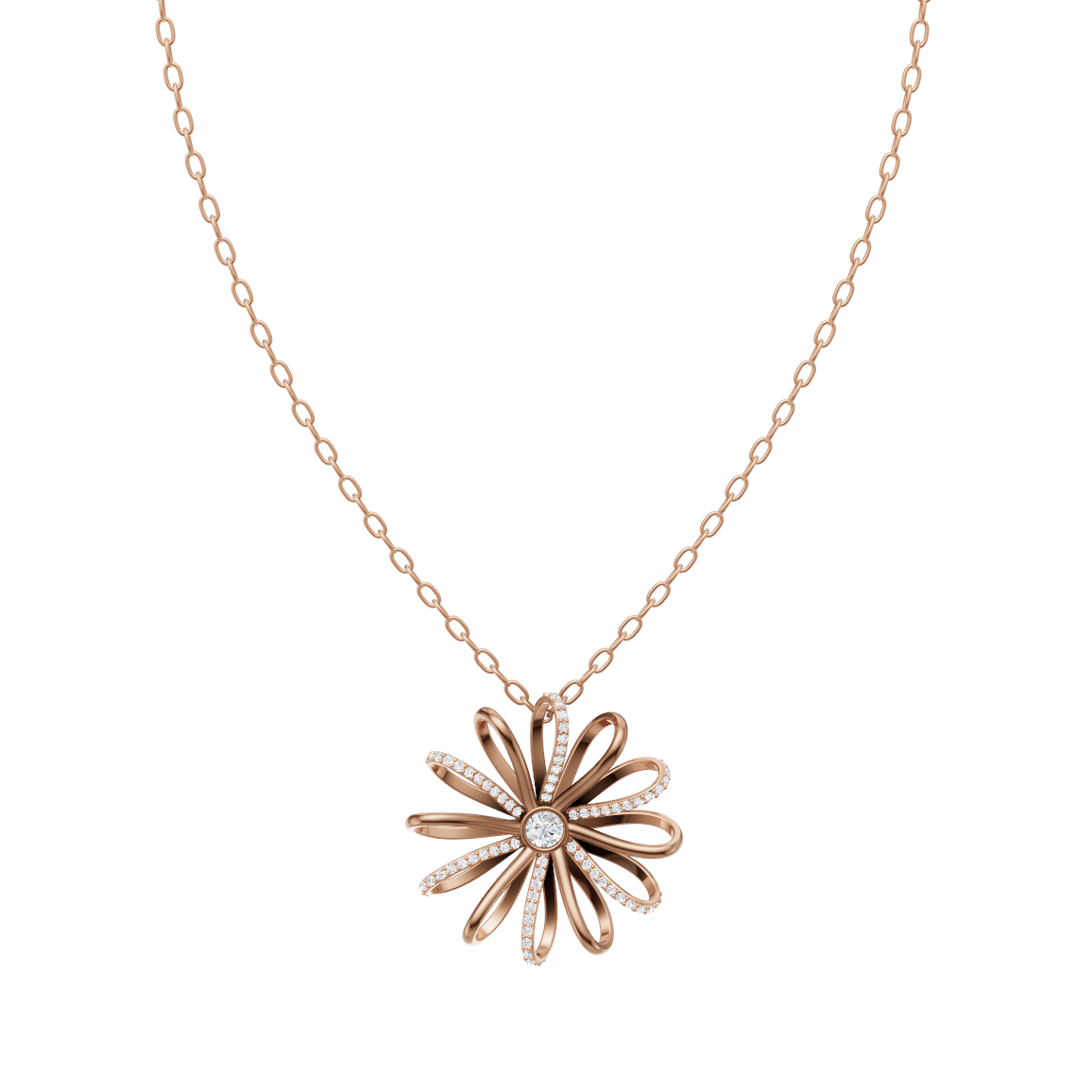 Sunburst Flower Lab Grown Diamond Pendant Necklace with Refined Sparkle by LJ