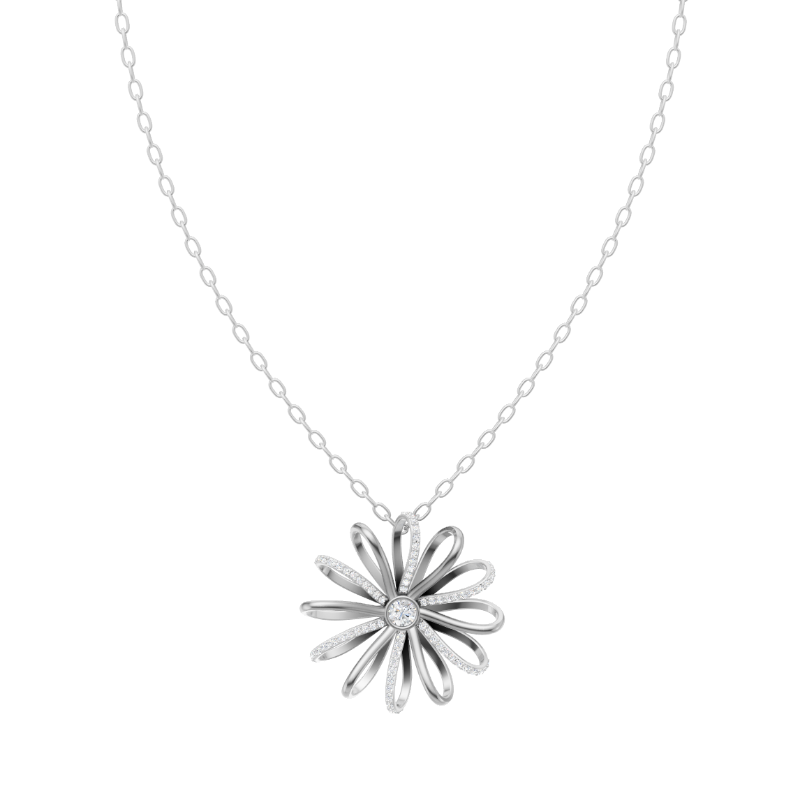 Sunburst Flower Lab Grown Diamond Pendant Necklace with Refined Sparkle by LJ