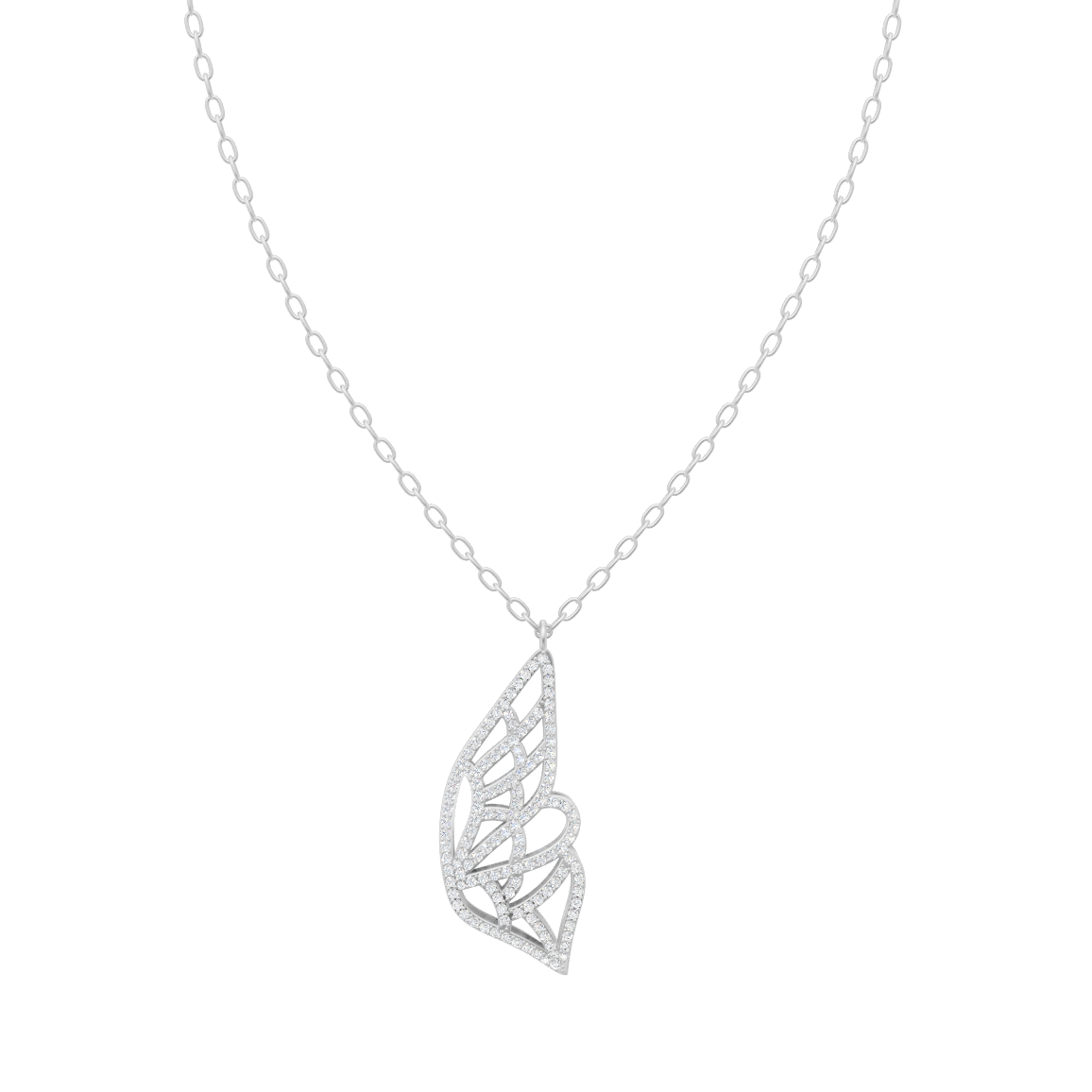 LJ Seraphine Wing Lab Grown Diamond Pendant with Openwork Butterfly Wing