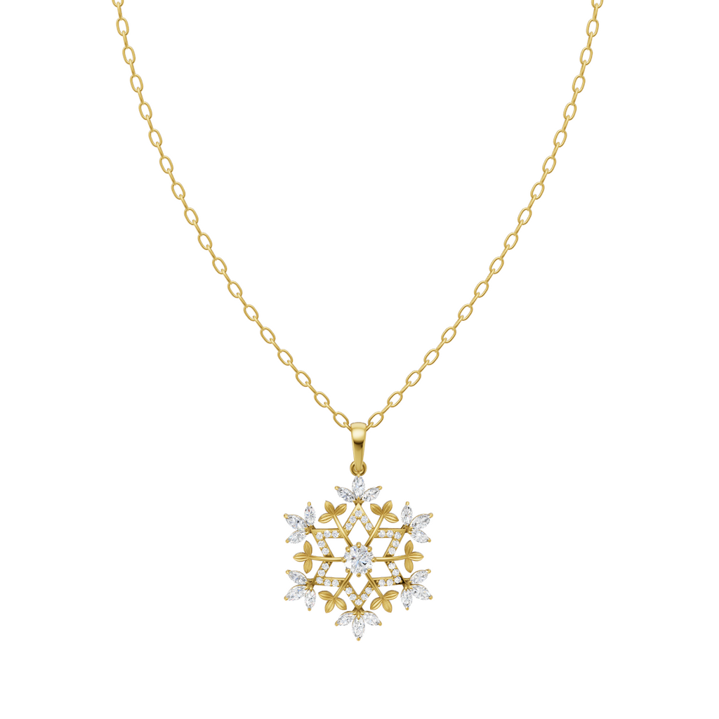 Geometric Bloom Lab Grown Diamond Pendant Necklace with Pavé-Style Sparkle by LJ