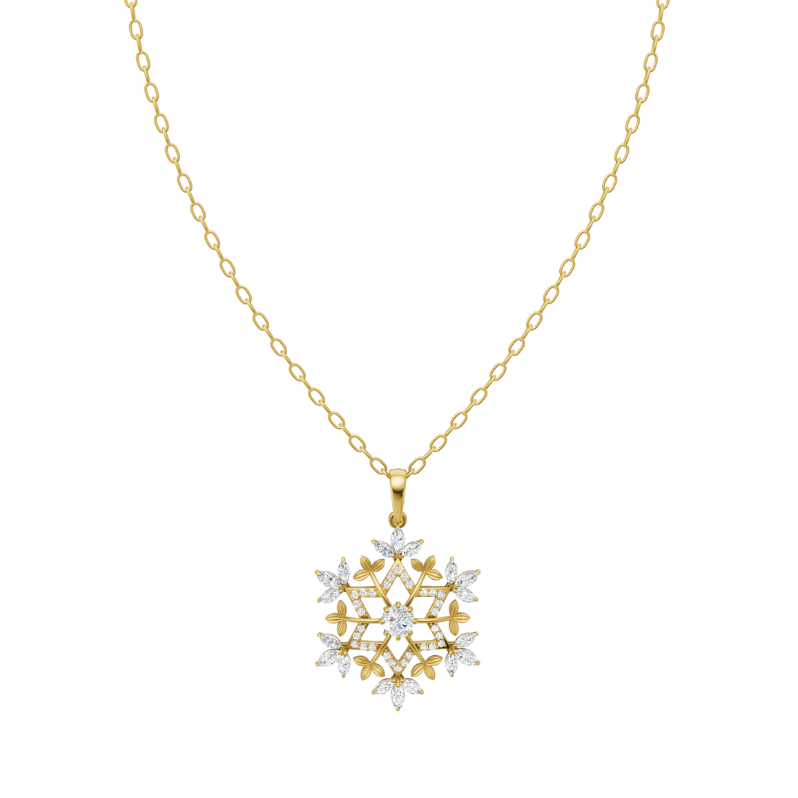 Geometric Bloom Lab Grown Diamond Pendant Necklace with Pavé-Style Sparkle by LJ