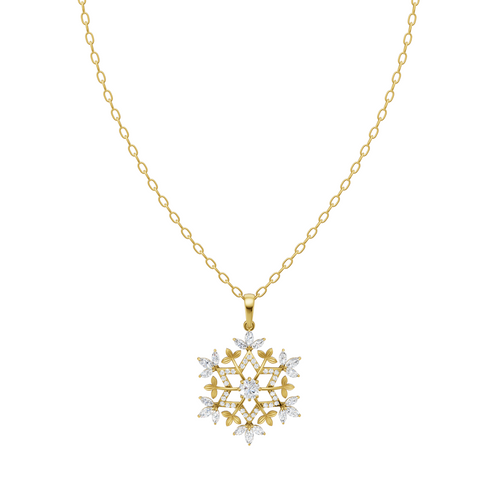 Geometric Bloom Lab Grown Diamond Pendant Necklace with Pavé-Style Sparkle by LJ