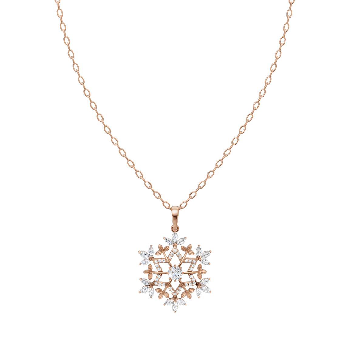 Geometric Bloom Lab Grown Diamond Pendant Necklace with Pavé-Style Sparkle by LJ