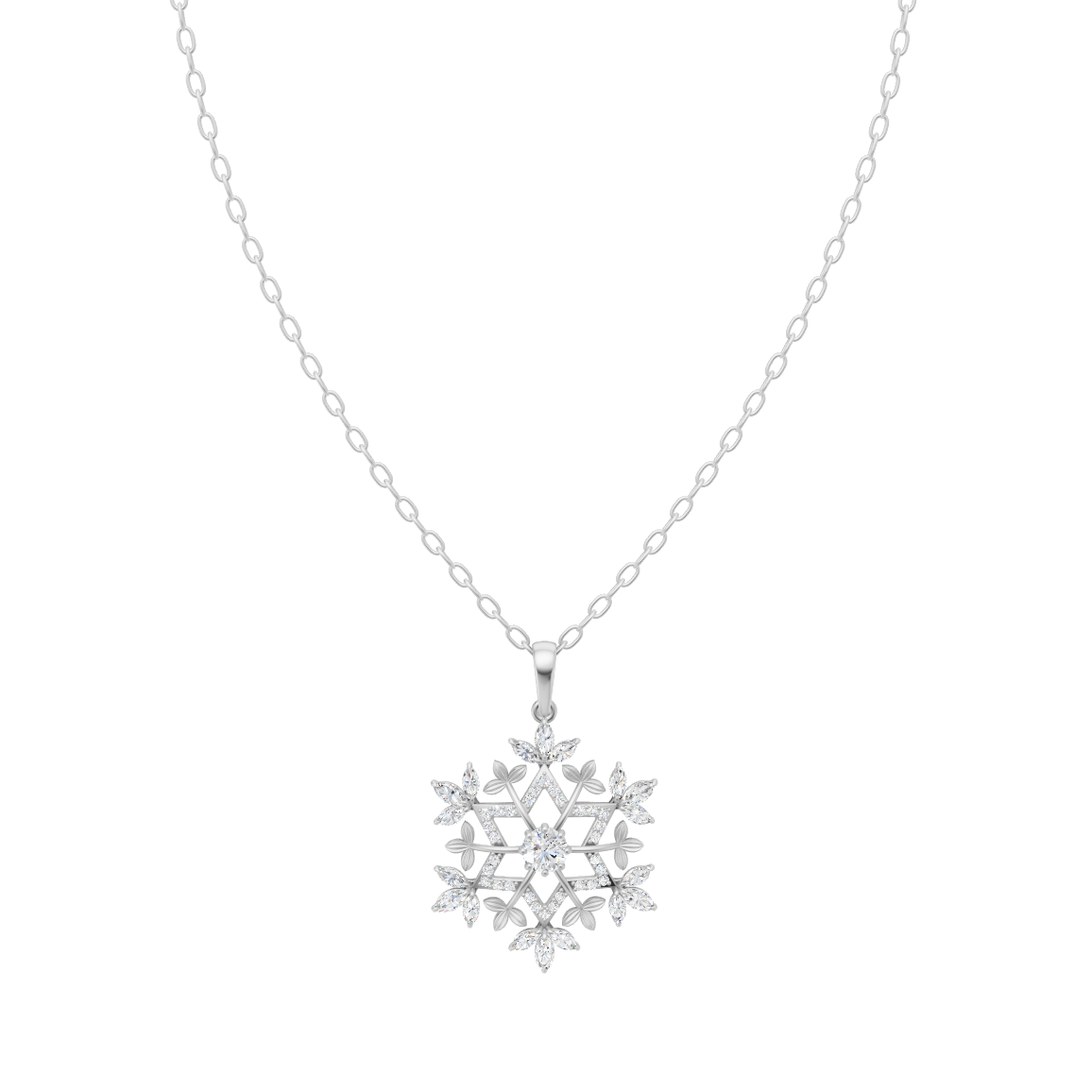 Geometric Bloom Lab Grown Diamond Pendant Necklace with Pavé-Style Sparkle by LJ