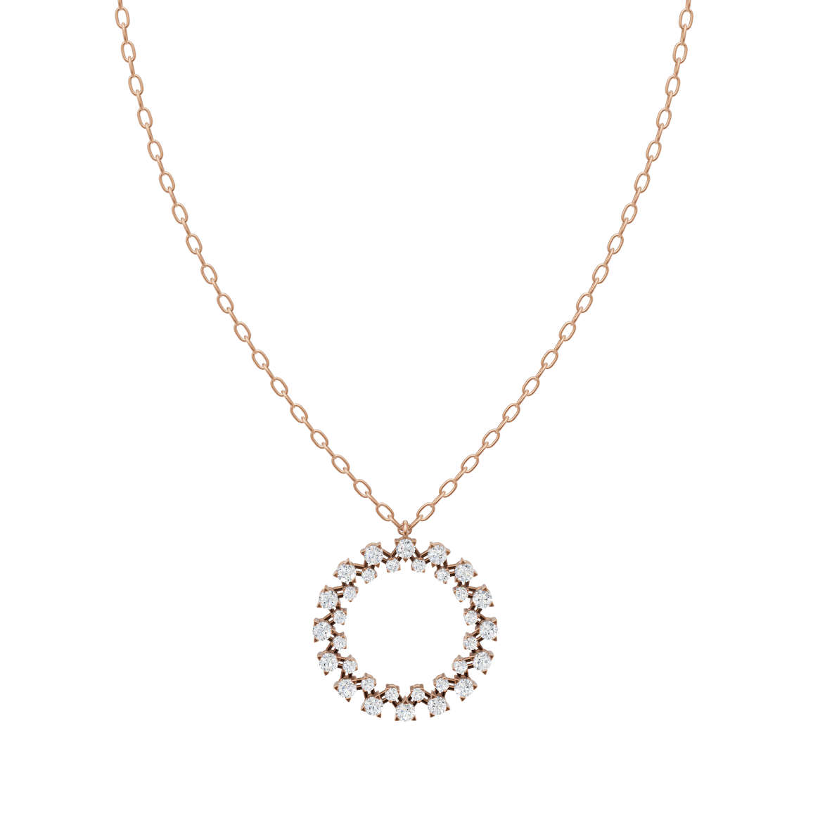 Elegant Open Circle Lab Grown Diamond Pendant Necklace for Women