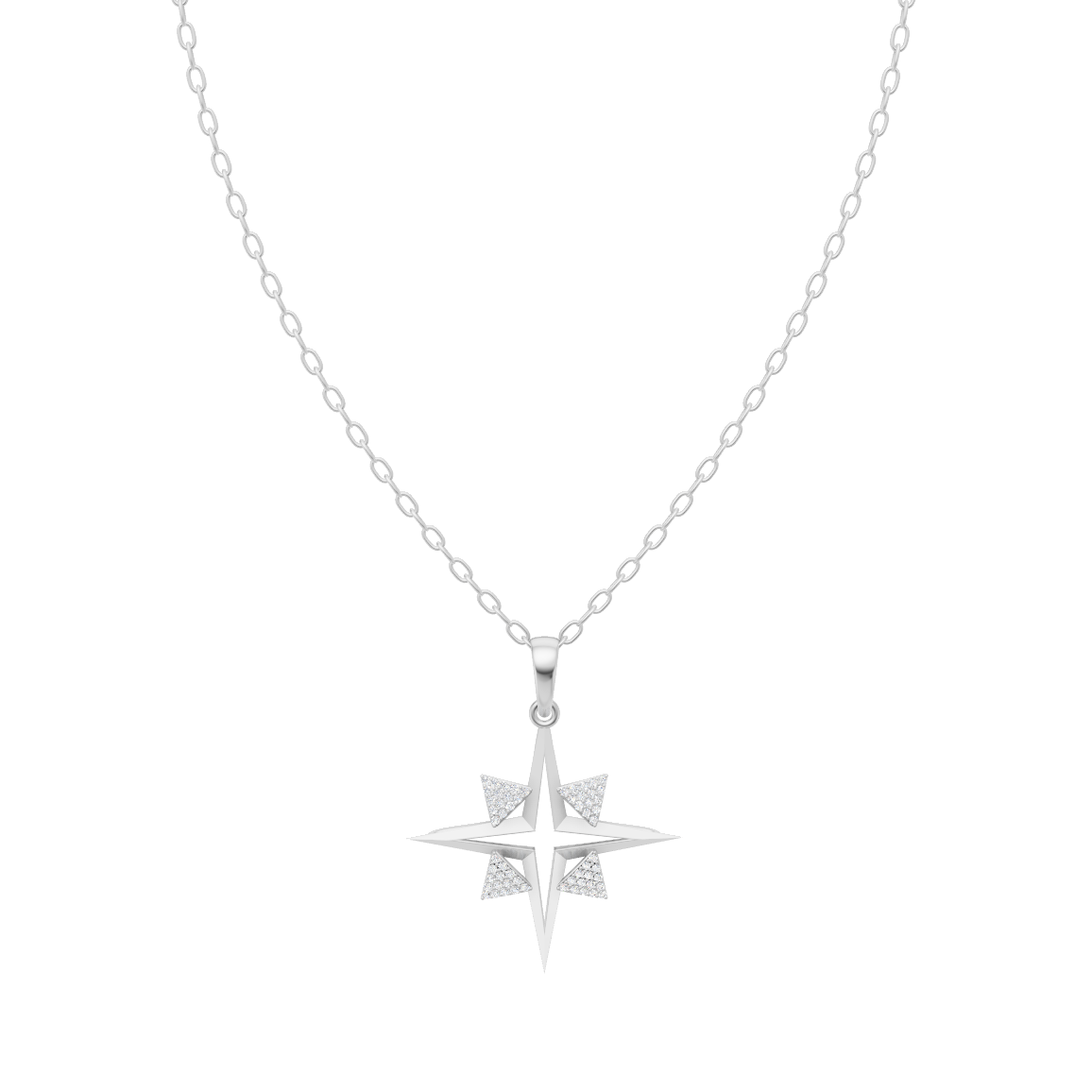 LJ Celestara Compass Star Lab Created Diamond Pendant in White or Rose or Gold Tone with Celestial Design