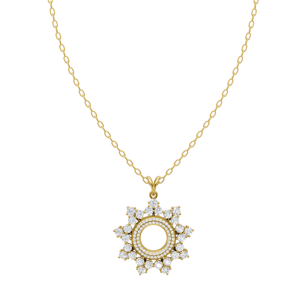 Fancy Floral Design Round Brilliant Lab Grown Diamond Pendant Necklace for Women