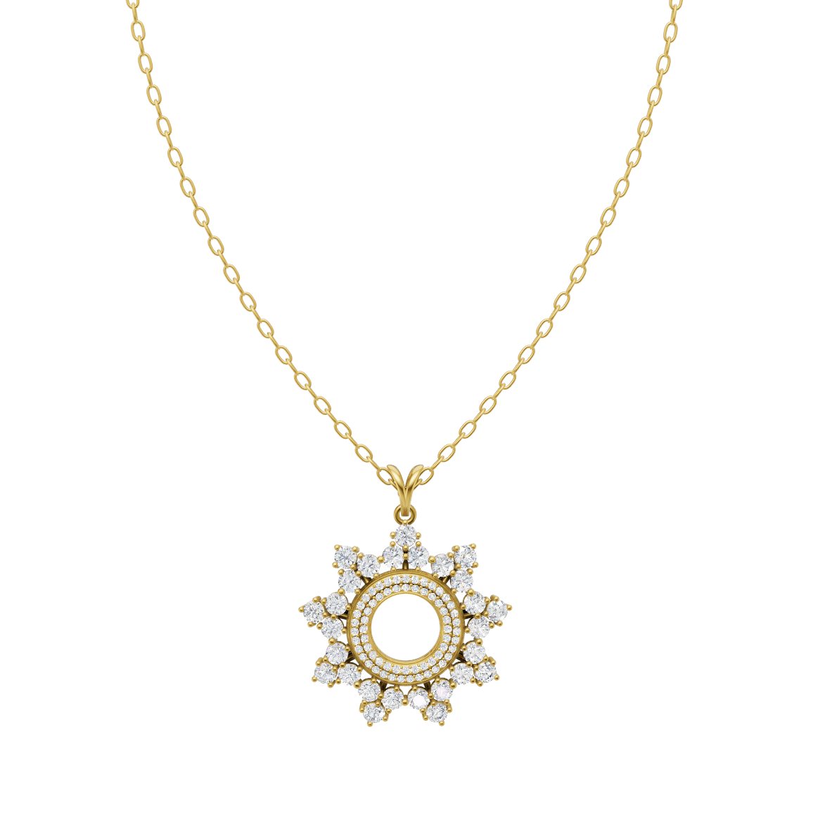 Fancy Floral Design Round Brilliant Lab Grown Diamond Pendant Necklace for Women