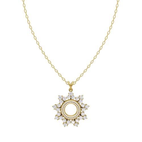 Fancy Floral Design Round Brilliant Lab Grown Diamond Pendant Necklace for Women