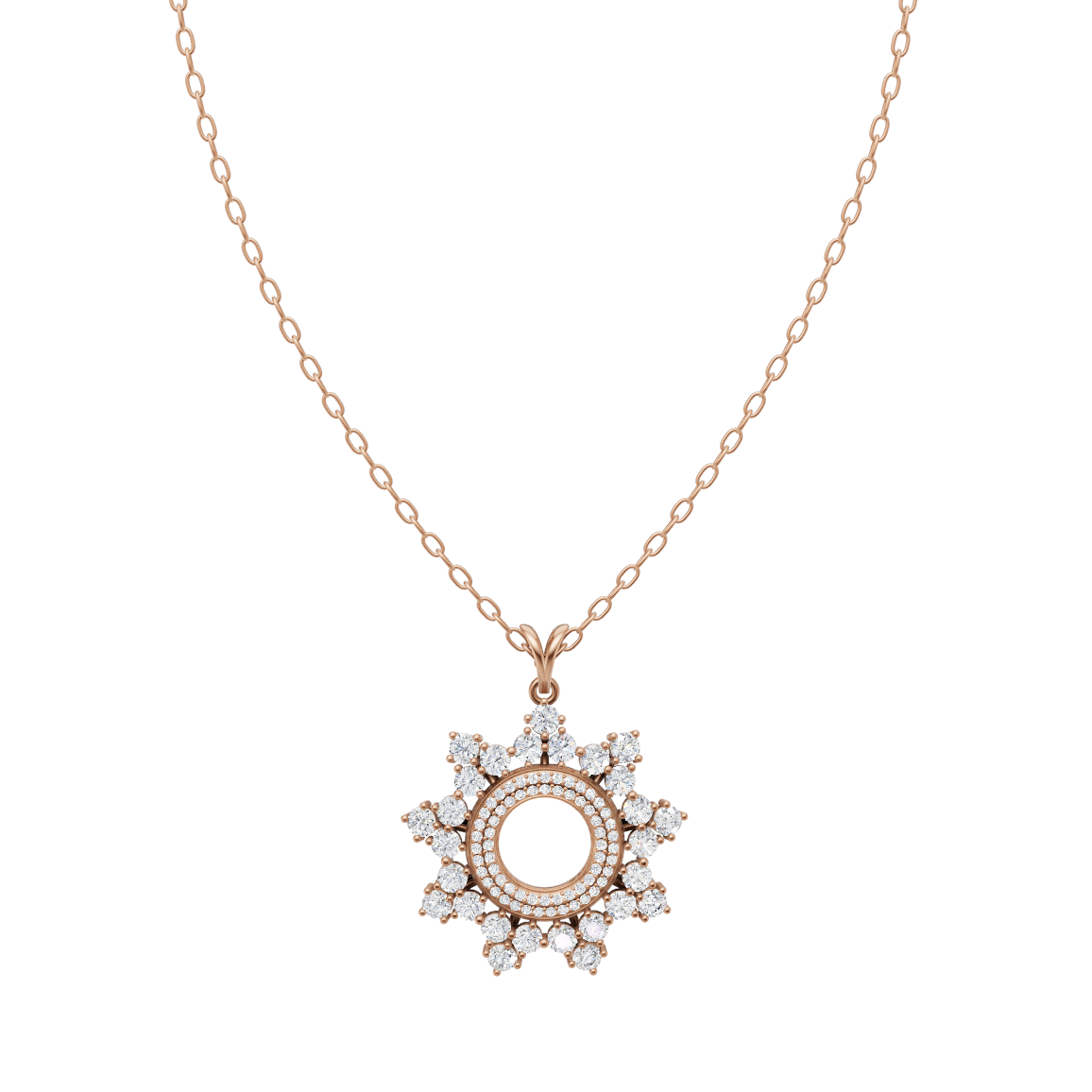 Fancy Floral Design Round Brilliant Lab Grown Diamond Pendant Necklace for Women