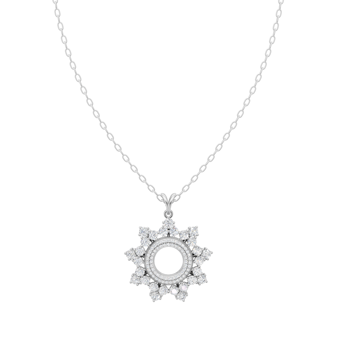 Fancy Floral Design Round Brilliant Lab Grown Diamond Pendant Necklace for Women
