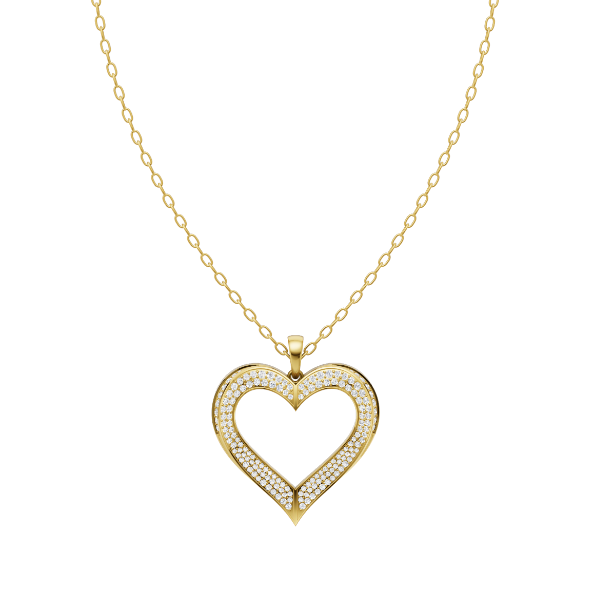 Elysia Pave Heart Pendant Necklace in White or Rose or Gold Tone with Brilliant Lab Grown Diamonds