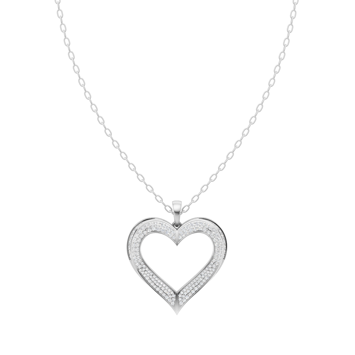 Elysia Pave Heart Pendant Necklace in White or Rose or Gold Tone with Brilliant Lab Grown Diamonds