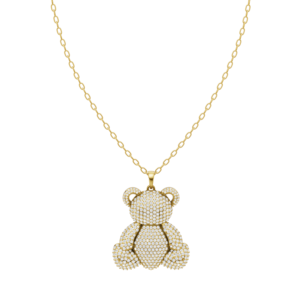 Elegant Teddy Bear Lab Created Diamond Pendant Necklace for Modern Gifting and Everyday Luxury