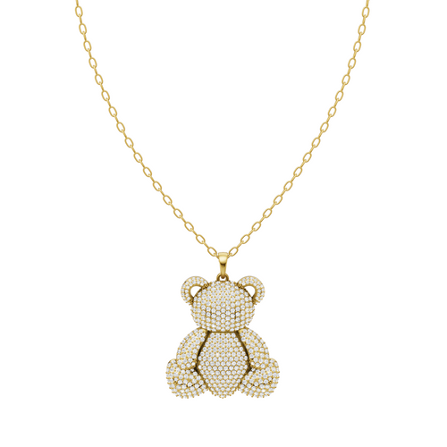 Elegant Teddy Bear Lab Created Diamond Pendant Necklace for Modern Gifting and Everyday Luxury