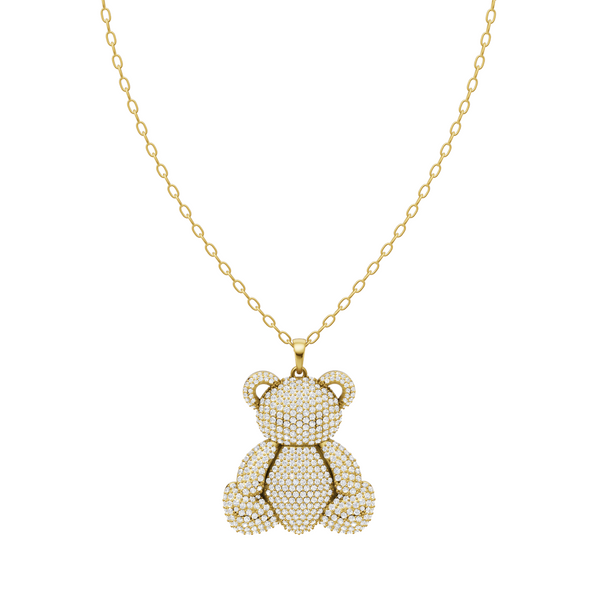 Elegant Teddy Bear Lab Created Diamond Pendant Necklace for Modern Gifting and Everyday Luxury