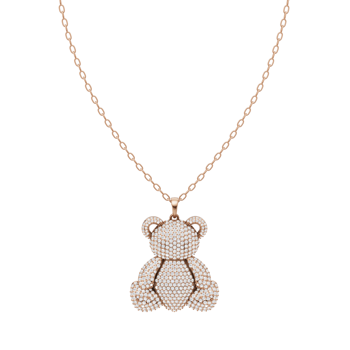 Elegant Teddy Bear Lab Created Diamond Pendant Necklace for Modern Gifting and Everyday Luxury