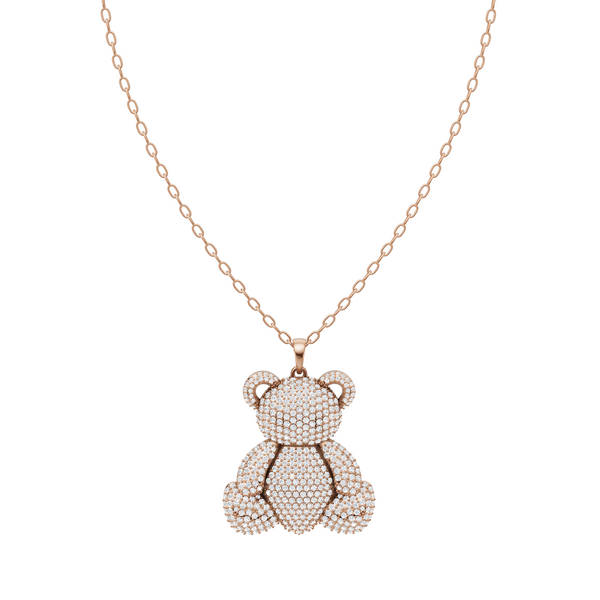 Elegant Teddy Bear Lab Created Diamond Pendant Necklace for Modern Gifting and Everyday Luxury
