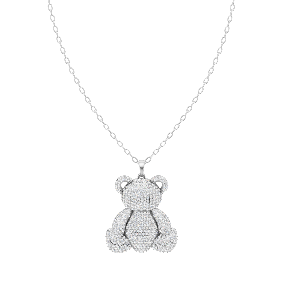 Elegant Teddy Bear Lab Created Diamond Pendant Necklace for Modern Gifting and Everyday Luxury