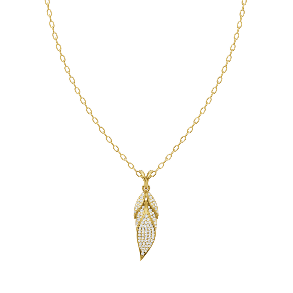Aveline Twisted Leaf Pendant Necklace with Brilliant Round Lab Created Diamond