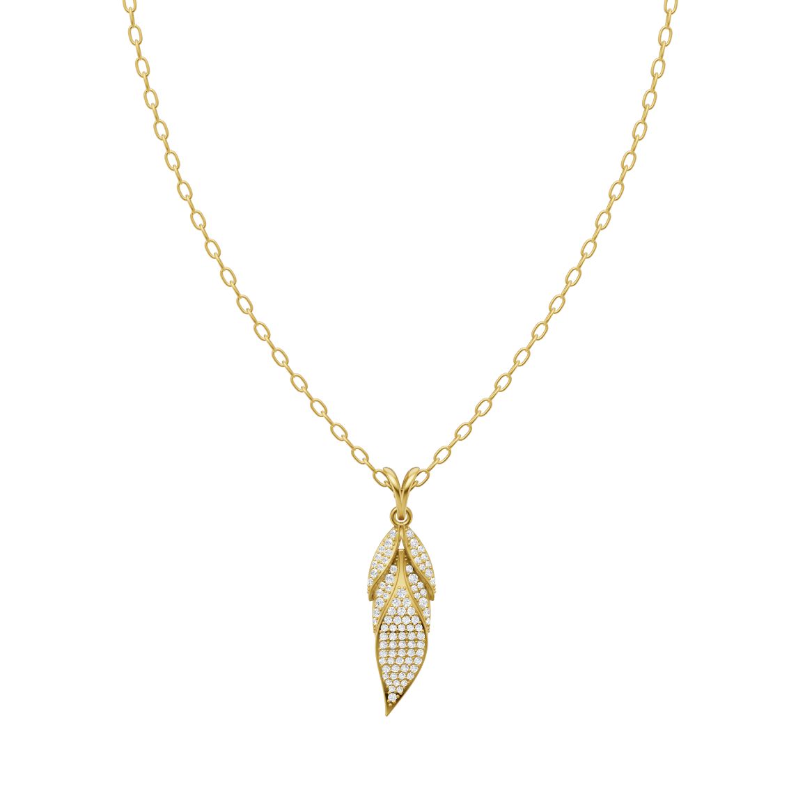 Aveline Twisted Leaf Pendant Necklace with Brilliant Round Lab Created Diamond