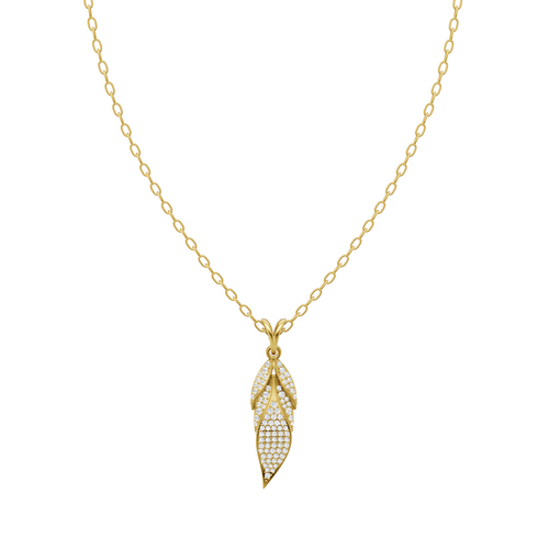Aveline Twisted Leaf Pendant Necklace with Brilliant Round Lab Created Diamond