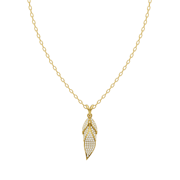 Aveline Twisted Leaf Pendant Necklace with Brilliant Round Lab Created Diamond